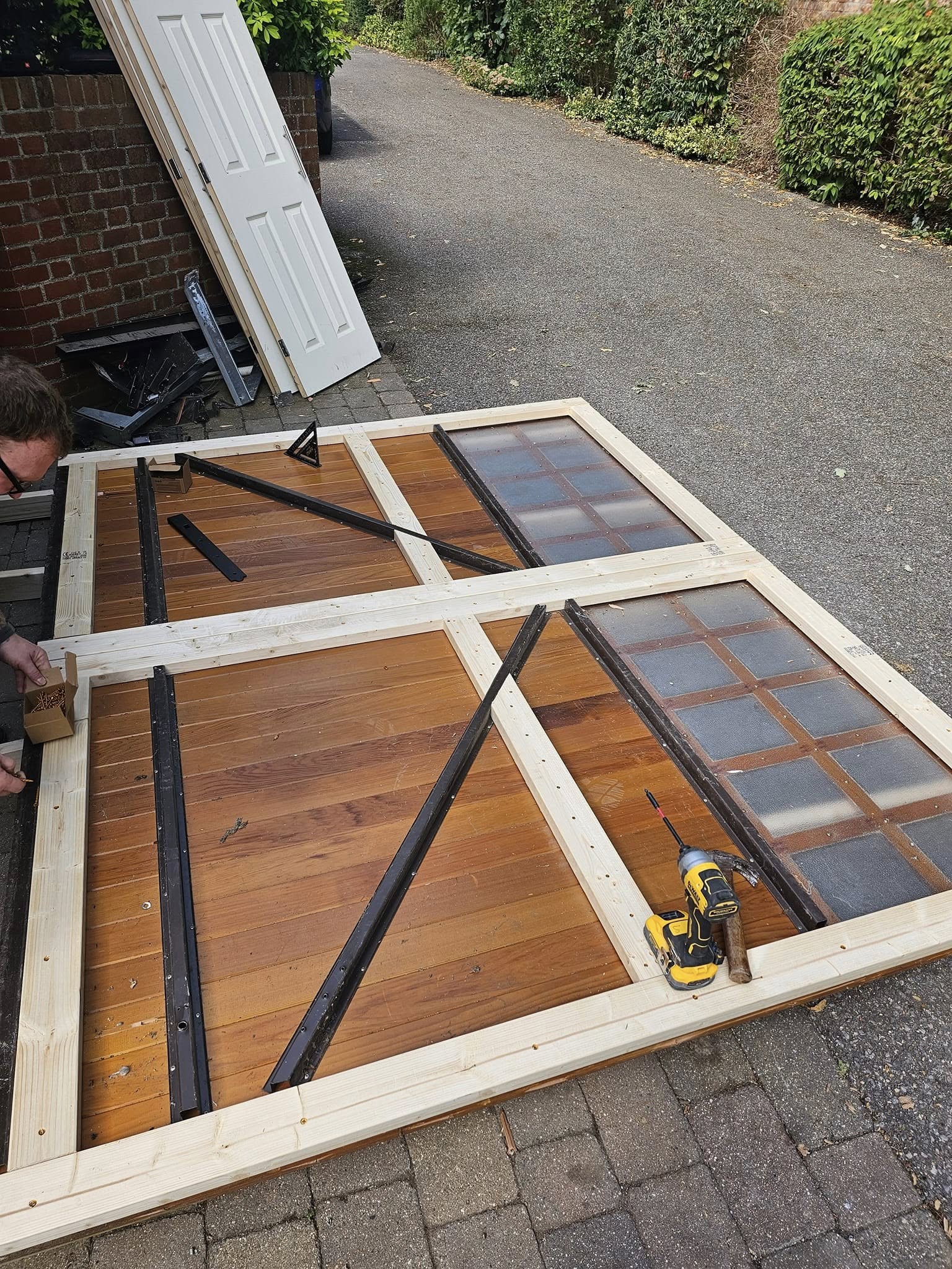 Single garage conversion in progress — insulation and framing, Hertfordshire
