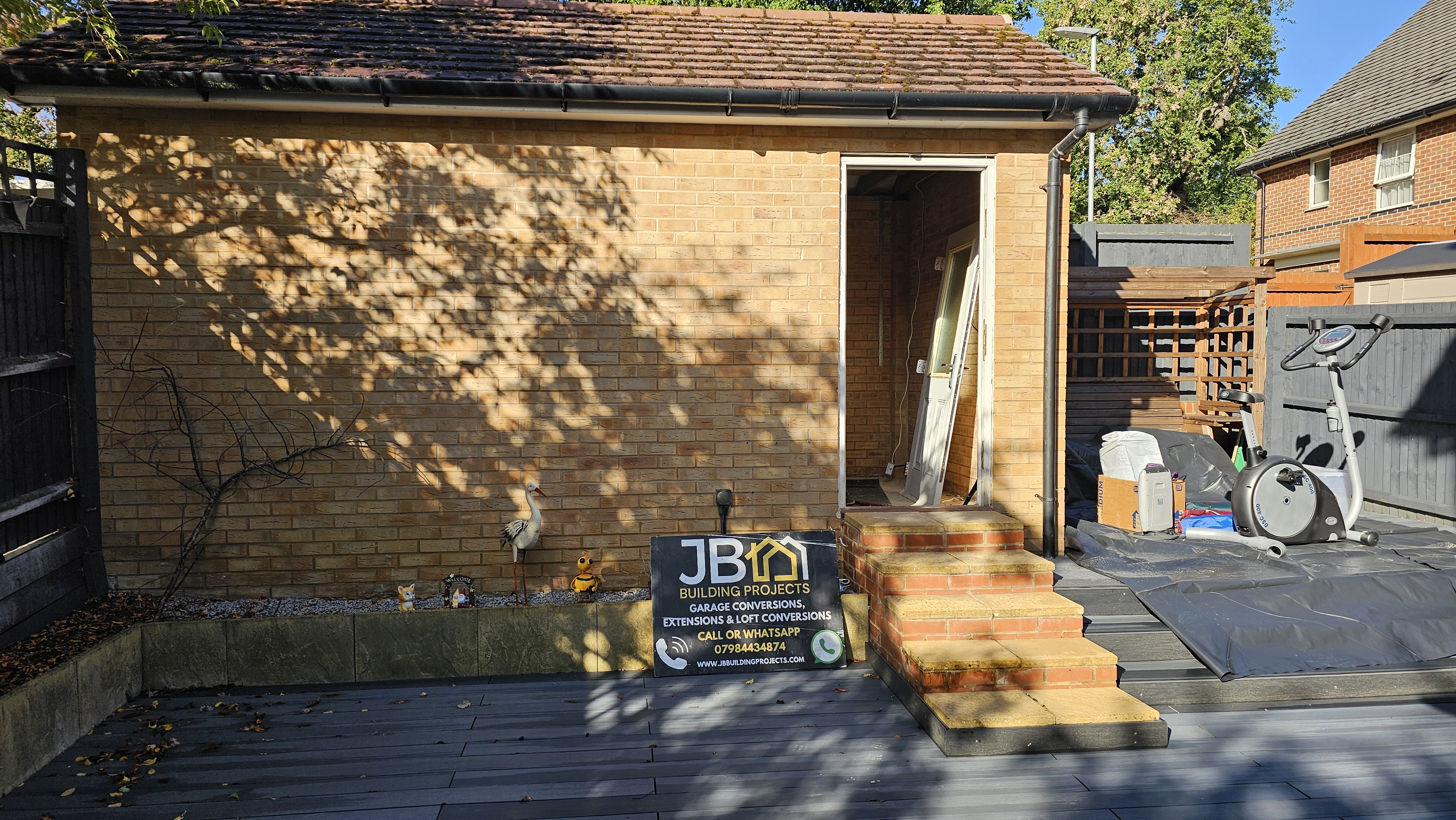 Original detached brick garage exterior in Hatfield before conversion